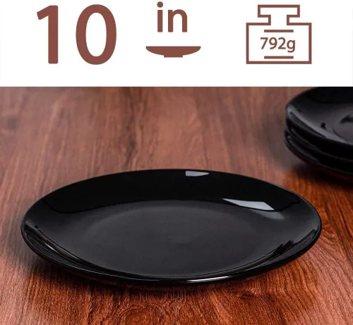 Miniatura 2 de DELLING Platos de porcelana para aperitivos, platos negros de postre y ensalada de 7 pulgadas, platos llanos pequeños para acompañamientos