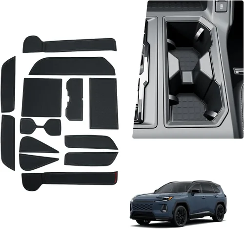 BIBIBO 13Pcs for 2026 RAV4 Car Gate Slot Mats for 2026 Toyota RAV4 Interior Trim Door Slot Pads,2026 RAV 4 Console Liner Mats,Non-Slip Cup Holder