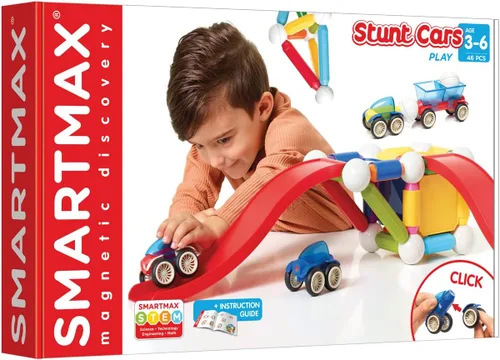 Miniatura 3 de SmartMax Stunt Cars - Juego de construcción de descubrimiento magnético STEM con vehículos en movimiento con piezas de construcción seguras