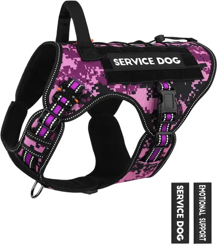 Miniatura 15 de Arnés táctico para perros - PETNANNY Chaleco para perro de servicio para perros grandes Cobertura corporal completa en arnés para perros de Rosa
