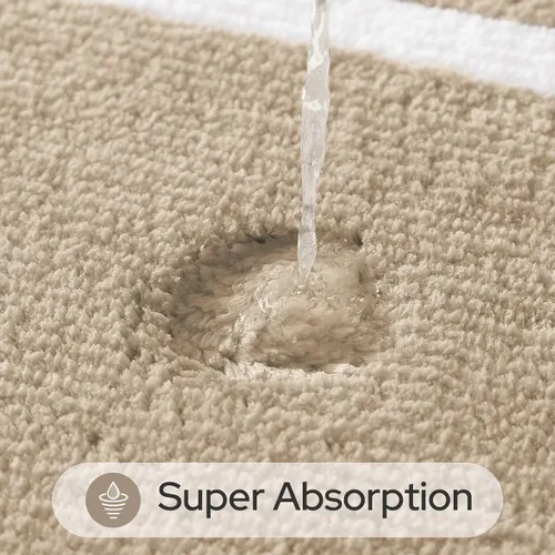 Miniatura 3 de HOMEIDEAS Juego de 2 alfombras de baño de microfibra súper suave y absorbente, antideslizantes y lavables a máquina (beige)