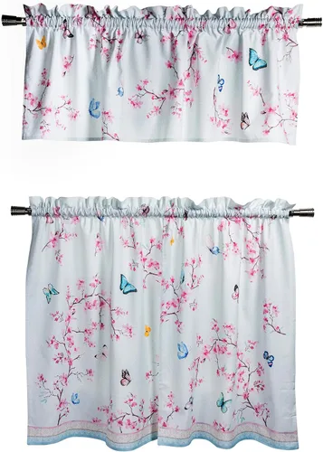 Miniatura 70 de Maison d' Hermine Juego de cortinas de cocina para ventanas, juego de cortinas de cocina 100% algodón, cenefas para el hogar [2 niveles