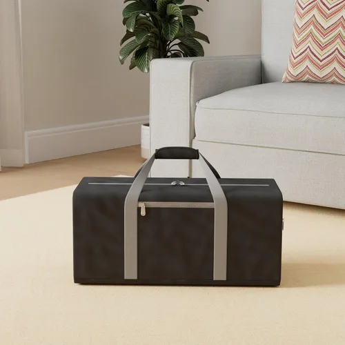 Miniatura 2 de Bolsa de lona plegable de 22 pulgadas, pequeña bolsa de equipaje ligera para viajes, gimnasio, deporte, Negro -, Bolsa de lona pequeña