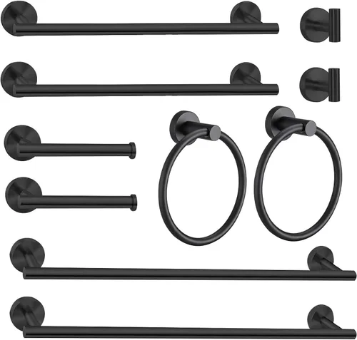 Miniatura 13 de Juego de 8 toallas de baño, incluye 2 toallas de 23.6 pulgadas, 2 ganchos para toallas, 2 anillos de toalla, 2 soportes para papel higiénico