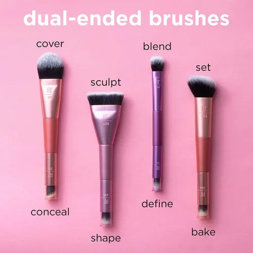 Miniatura 4 de Real Techniques Cover & Conceal Brocha de maquillaje de doble extremo, cobertura de base impecable, cepillo 2 en 1 que suaviza y cubre manchas e