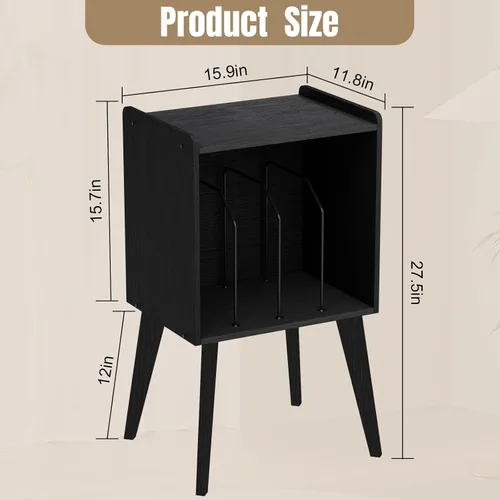 Miniatura 3 de Gannyfer Soporte para tocadiscos: soporte de almacenamiento de discos de vinilo de mediados de siglo con capacidad para hasta 160 álbumes, estante