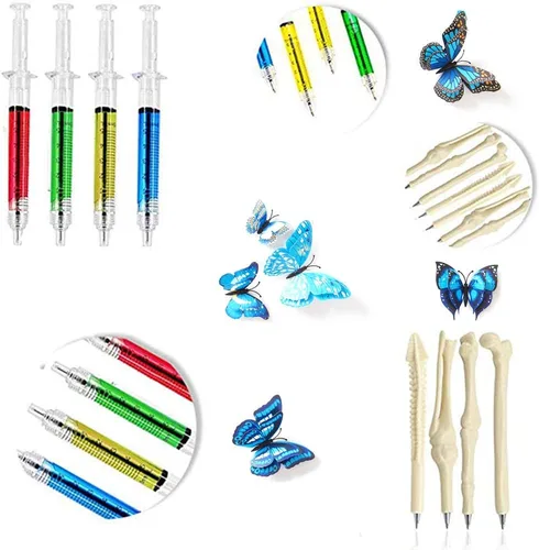 Miniatura 4 de 4 bolígrafos de jeringa + 6 bolígrafos de píldora + 10 bolígrafos con diseño de hueso, regalos de enfermera con temática médica y juego