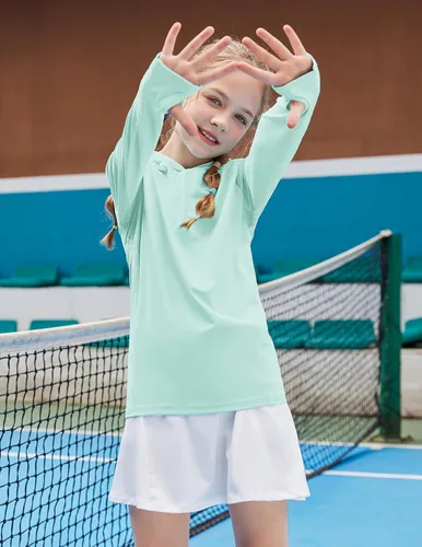 Miniatura 4 de Zaclotre - Sudadera con capucha para niños, con protección solar UPF 50+, de secado rápido, para niñas, con agujeros para los pulgares