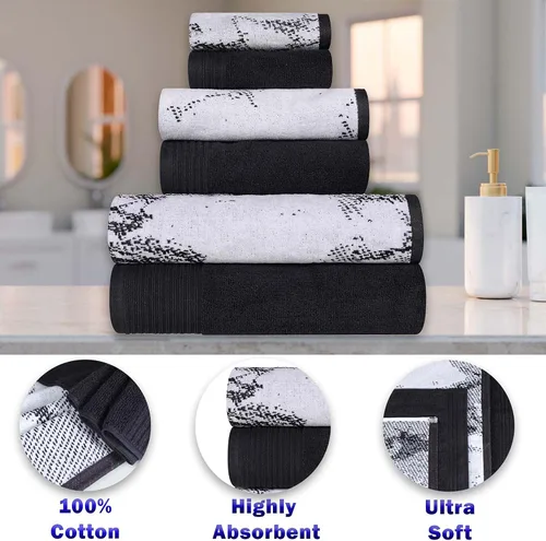 Miniatura 3 de SUPERIOR Juego de 6 toallas de algodón surtido de 6 piezas, incluye 2 toallas de baño, 2 manos, 2 toallas faciales, suaves, absorbentes, accesorios