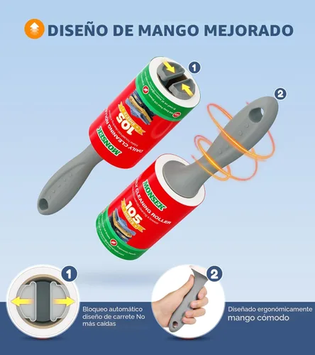 Miniatura 3 de MONSEK 4 rodillos extra pegajosos para pelos de mascotas, 315 hojas, juego de 315 hojas, removedor de pelo de mascotas con 3 asas mejoradas, 3
