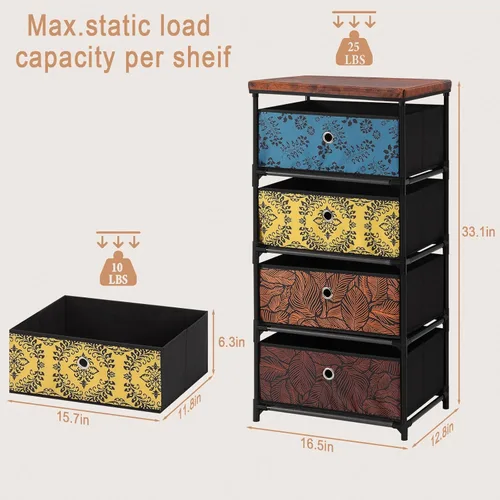 Miniatura 3 de HAITRAL Organizador de Almacenamiento de Ropa con 4 Cajones, Cómoda Pequeña de Tela con Unidad de Cajones, Cómoda de Tela y Cajones de Montaje Fácil