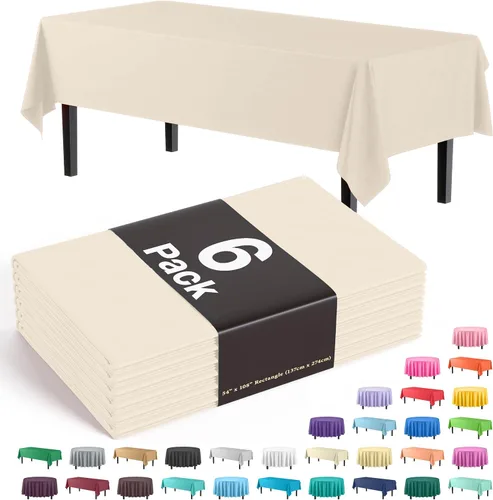 Miniatura 23 de Party Solids Paquete de 6 manteles de plástico prémium de 54 pulgadas x 108 pulgadas. Cubierta de mesa rectangular de plástico - Aqua