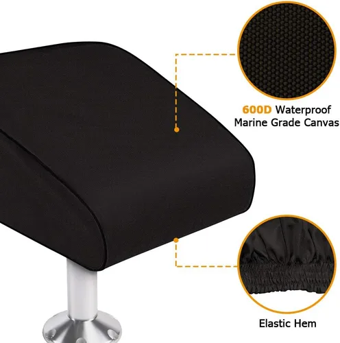 Miniatura 2 de iCOVER Boat Folding Seat Cover - 600 Denier Canvas Waterproof Heavy-Duty Weather Resistant Material Trailerable Fishing Chair Covers Negro