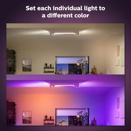 Miniatura 4 de Philips Hue Centris - Foco de techo LED inteligente, blanco, luz que cambia de color y ambiente de color, 2 luces, control con aplicación, funciona