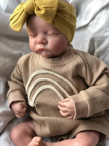 Miniatura 5 de iCradle Muñecas de bebé Reborn de 19 pulgadas, cuerpo suave, realista, muñeca de bebé recién nacido, muñeca de la vida real con ropa y biberones