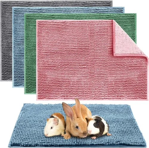 Miniatura 20 de Amylove 4 Piezas Forro de Jaula para Conejo de Indias Ropa de Cama para Conejo de Indias Alfombrilla para Puerta de Perro para Patas de Mascotas
