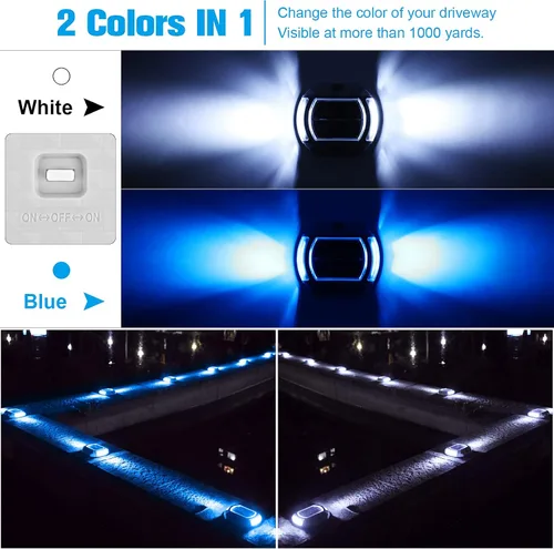 Miniatura 2 de VOLISUN Luces Solares para Entrada de Vehículos Luces para Muelle y Terraza Paquete de 16, 2 Colores en 1, LED Alimentadas por Energía Solar Blanco