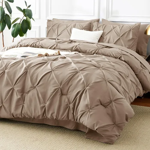 Miniatura 47 de CozyLux - Juego de ropa de cama con pliegues plisados de 7 piezas en una bolsa; edredón tamaño King para todas las estaciones, sábanas, fundas
