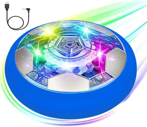 JRD&BS WINLAir - Balón de fútbol flotante con luces LED - Juguetes de fútbol con batería y parachoques de espuma suave para jugar en Azul