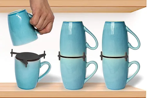 ELYPRO Organizadores y almacenamiento de tazas de café, organizador de estantes de gabinete de cocina, organización de armario y despensa,