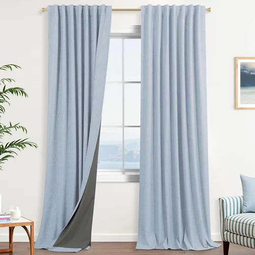 Miniatura 46 de KOUFALL - Cortinas de medio estilo francés de lino para ventana, juego de 2 cortinas cortas de 40 pulgadas de longitud, para privacidad, cortinas