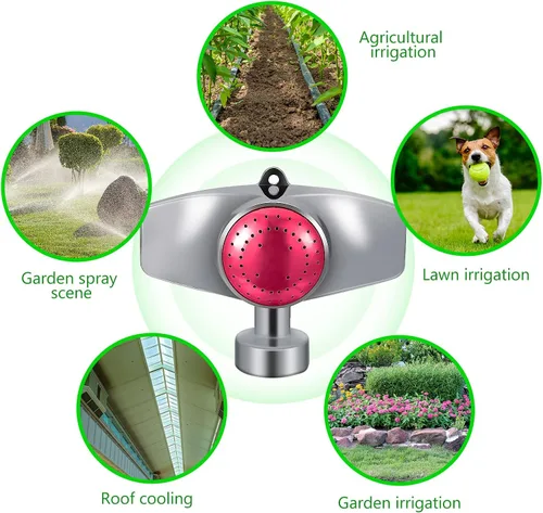 Miniatura 7 de Honoson Rociador de metal con patrón circular de 360 grados para patio con flujo de agua suave, cabezal de rociador ajustable para riego de césped