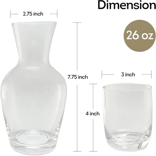 Miniatura 4 de Lily's Home Jarra de agua de 26 oz, con taza de vidrio como tapa, jarra de agua para mesita de noche para dormitorio, baño o cocina, ideal