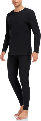 Miniatura 2 de COLORFULLEAF Conjunto de ropa interior térmica de algodón para hombre, ropa interior térmica de algodón para hombre, capa base, clima frío