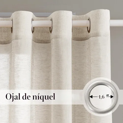 Miniatura 2 de H.VERSAILTEX Cortinas de 96 pulgadas de largo, cortinas de lino/cortinas transparentes de mezcla de lino natural/paneles/cortinas para sala