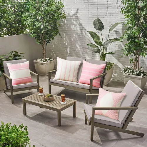 Miniatura 8 de OTOSTAR Fundas de almohada impermeables para exteriores de 18 x 18 pulgadas, diseño geométrico, decorativas, cuadradas, modernas, para jardín, Rosa
