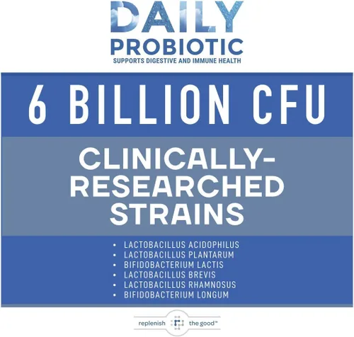 Miniatura 6 de Replenish the Good Probiótico diario para adultos Suplemento vegano con 6 mil millones de UFC Apoya la salud digestiva Ofrece 15 veces más