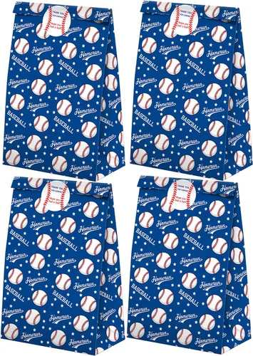 Miniatura 2 de SamPartyShop Paquete de 24 bolsas de dulces para fiesta de béisbol con calcomanías, suministros de fiesta de cumpleaños con temática de béisbol