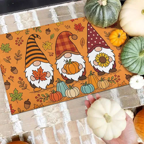 Miniatura 9 de Fall Door Mat Outdoor, Autumn Pumpkin Welcome Mat Fall Decorations Non-Slip Thanksgiving Doormat Low Profile for Home Indoor Outdoor Decor