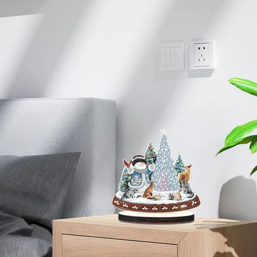 Miniatura 6 de antor Kit de adornos de escritorio con diseño de árbol de Navidad, muñeco de nieve, pintura de diamante, para adultos, principiantes, arte de Árbol