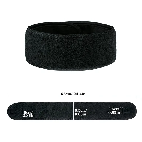 Miniatura 2 de Diademas faciales de spa, 4 piezas, maquillaje, ducha, baño, diadema deportiva, toalla elástica de tela de rizo con cinta mágica (negro)