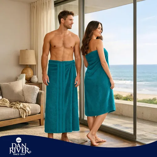 Miniatura 2 de DAN RIVER Paquete de 2 toallas de baño de lujo de 35 x 70, 21.16 oz/m², suaves y de secado rápido, 100% algodón hilado en anillo, ideales para Verde
