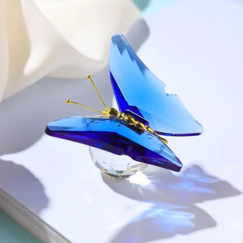 Miniatura 5 de Movdyka Mariposa de Cristal para Mamá Mujeres Mariposa de Metal Decoración de Habitación Colección Figurina Mariposa de Vidrio Azul Artesanía