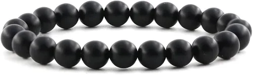 Ouubuuy Pulsera elástica de cuentas de piedra natural de 0.315in para hombres y mujeres, pulseras de cuentas de piedras preciosas de cristal curativo