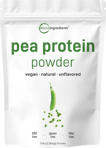 Micro Ingredients Polvo de proteína de guisante cultivada en América del Norte, 5 libras, a base de plantas, sin sabor, fuente completa de proteína