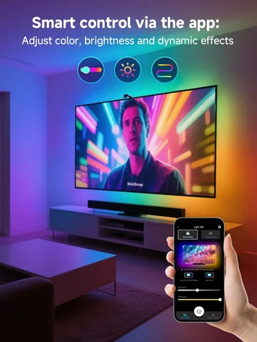 Miniatura 2 de GIPOYENT Retroiluminación LED para TV con cámara, luces de sincronización de pantalla RGBIC de 10.5 pies para televisores y monitores de PC de 32 a