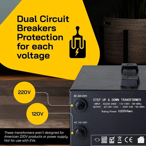 Miniatura 7 de Transformador de voltaje para aumentar o disminuir la tensión. 110 v/220 v, circuito de bloqueo de protección, de la marca ELC