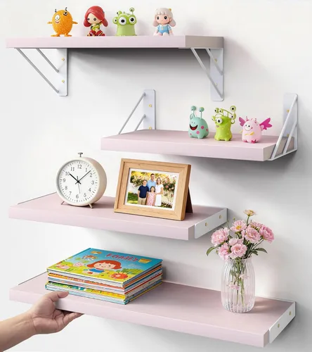 Miniatura 11 de BAYKA Estantes de pared para decoración de dormitorio, estante de pared flotante para almacenamiento en sala de estar y cocina, estantes de madera