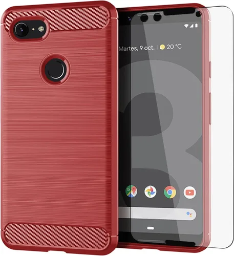 Miniatura 9 de Funda de teléfono para Google Pixel 3 con protector de pantalla de vidrio templado, accesorios para celda, delgada, cuerpo completo, goma de Azul