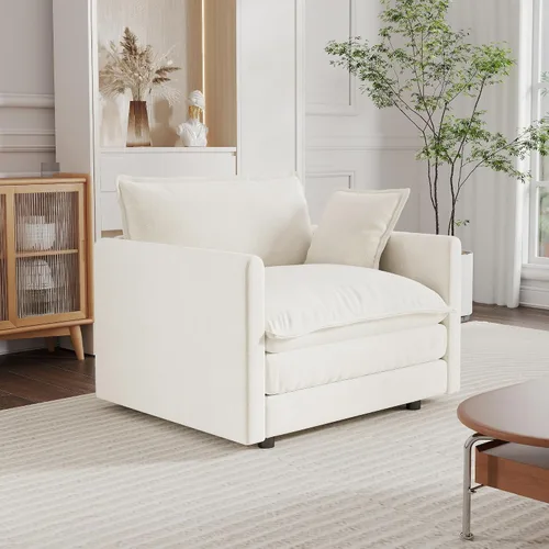 Miniatura 9 de mikibama Sofá de una plaza de 41.4 pulgadas, sillón cómodo tapizado profundo de chenilla con almohada decorativa para sala de estar, dormitorio