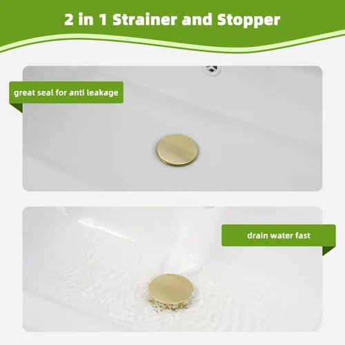 Miniatura 3 de Colador universal de drenaje para lavabo de baño, mejorado con cesta de filtro de acero inoxidable extraíble, tapón desplegable 2 en 1 para orificio