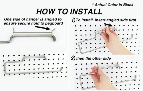 Miniatura 2 de RightArrange Soporte para toallas de papel con tablero de clavijas de una mano - Acero, negro - Ganchos para cualquier tablero de clavijas