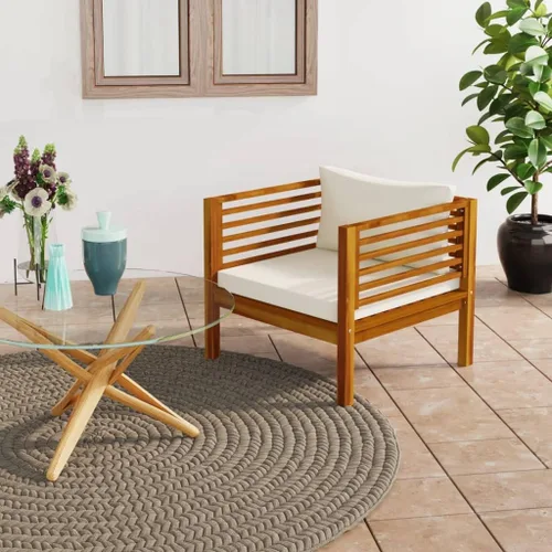 Miniatura 13 de Sofá de salón seccional con cojín gris oscuro, madera de acacia maciza para sala de estar, apartamento, dormitorio y oficina