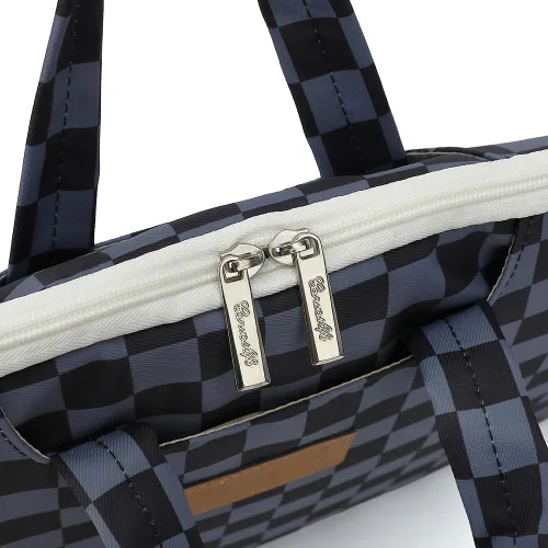 Miniatura 7 de canvaslife Bolso mensajero de hombro para computadora portátil con patrón de cuadros negro agua para portátil de 16 pulgadas y 15.6 pulgadas-16