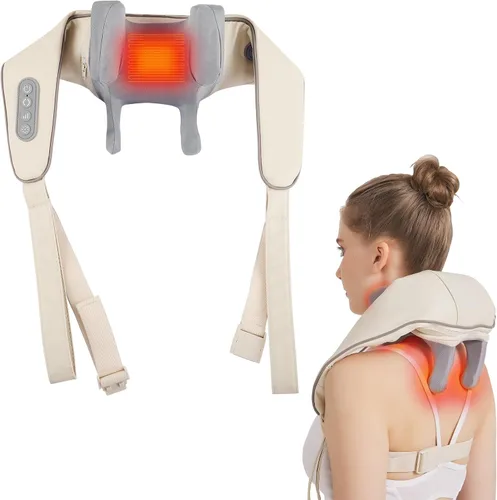 Neck Shoulder Massager with Heat, Cordless Shiatsu Deep Tissue Kneading Massage Pillow for Pain Relief, for Neck, Back, and Leg, Gifts for Men Women
