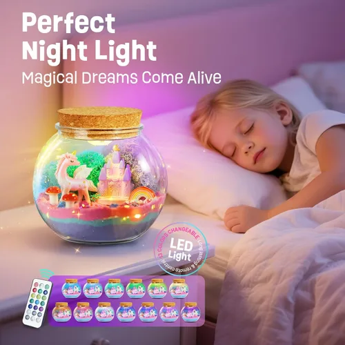 Miniatura 6 de LAOESE Regalos de unicornio para niñas - Kit de terrario iluminado para niños - Juguetes de unicornio DIY para niñas de 4, 5, 6, 7, 8-12 años, kit